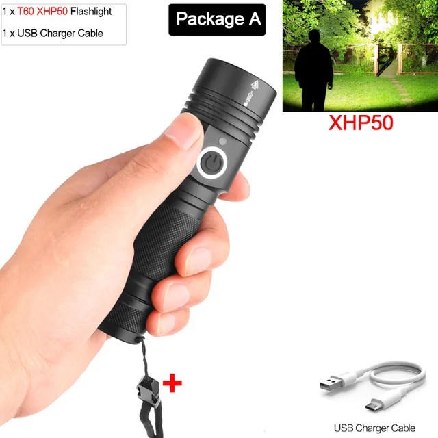 package A 100000LM светодиодный фонарик самый мощный XHP70.2 перезаряжаемый фонарь XHP50 USB фонарь с масштабированием XHP70 охотничья лампа для рыбалки 26650 - Испускаемый цвет: package A