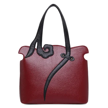 

QZUnique Women's Retro Chinese Style Auspicious Cloud PU Leather Shoulder Bag Top-handle Crossbody Shoulder Bag