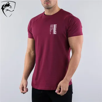

ALPHALETE Mens Summer Gyms Casual T-Shirts Fitness Bodybuilding Muscle Male Short T-Shirts Cotton Print Streetwear Tee Top