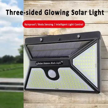 

Solar Light Household Outdoor Waterproof Garden Light 218 Beads Three Sides Bright LED Wall Light+Mini Infrared Sensor