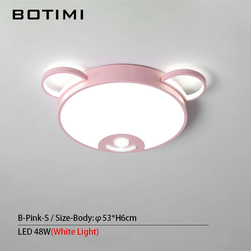 B-Pink-S-White Light BOTIMI 220V светодиодный потолочный светильник для спальни с рисунком из мультфильма, розовый потолочный светильник для девочек, голубой светильник для мальчиков, светильник для освещения, металлические лампы - Цвет корпуса: B-Pink-S-White Light