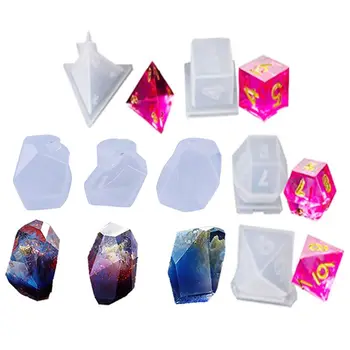 

Molds Crystal Irregular Geometric Jewelry Mold Shapes Dice Fillet Square Triangle Dice Mold Dice Digital Game Silicone Mould