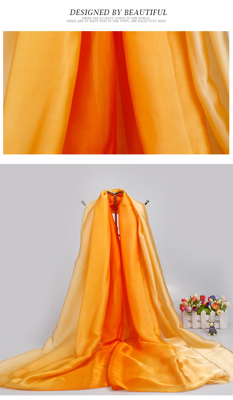 Spring And Summer New Style Imitated Silk Fabric Transition Color Silk Scarves Seaside Sun-resistant Beach Towel Gradient Color