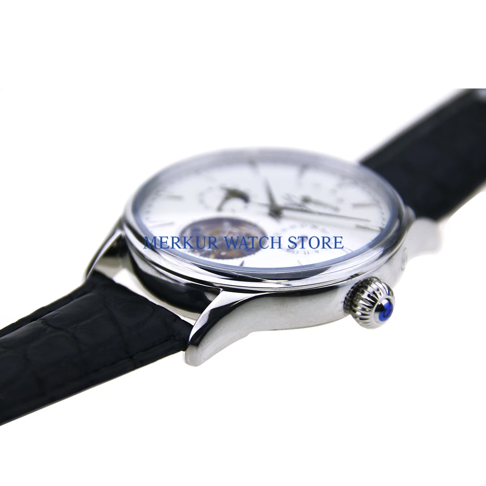 

Sugess Mens Watch Flying Mechanical Seagull ST8007 Tourbillon Movement Day Date Skelenton Luxury Power Reserve