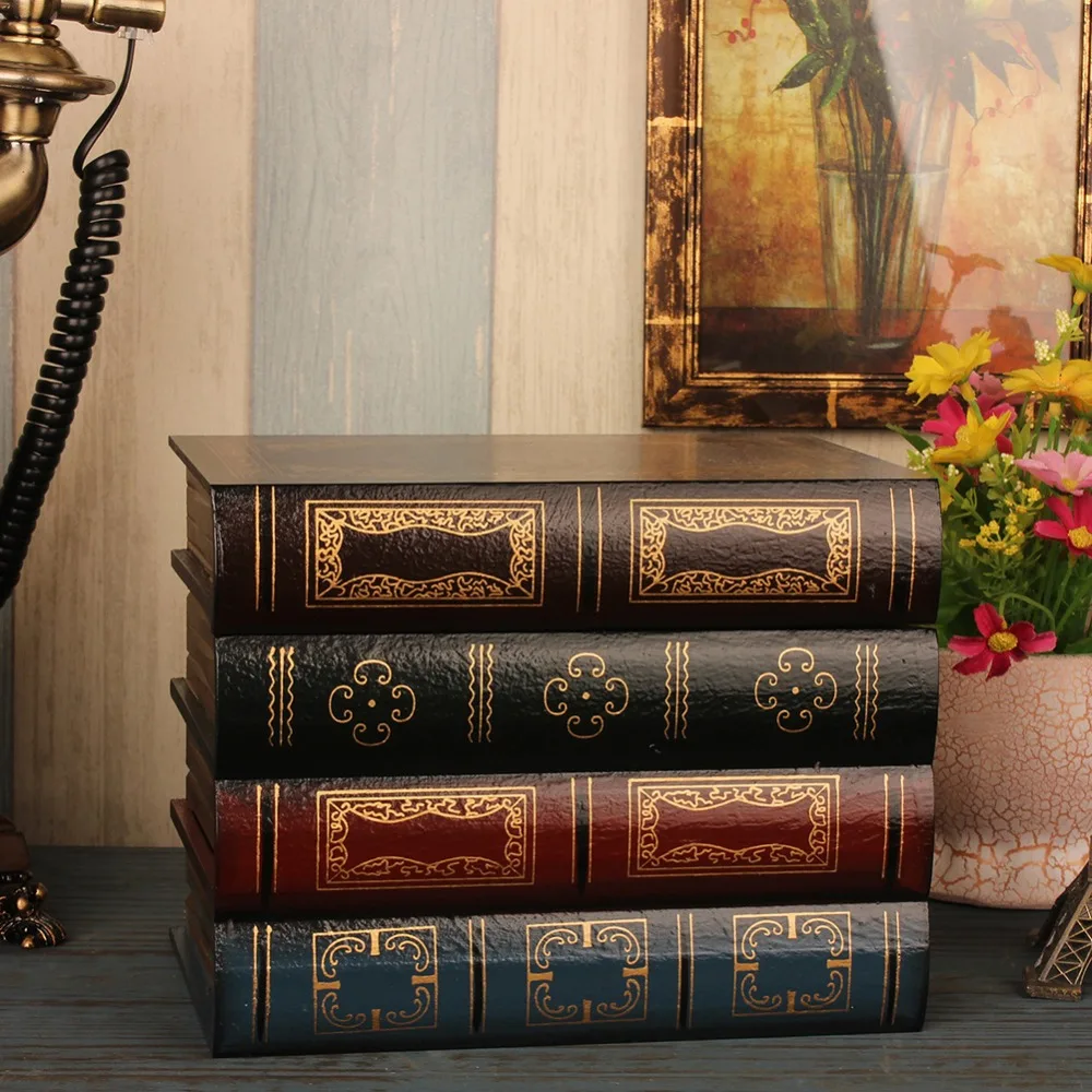 Европейский стиль ретро поддельные книги моделирование ящик для хранения книг элегантный орнамент офисная модель фото реквизит украшения дома аксессуары