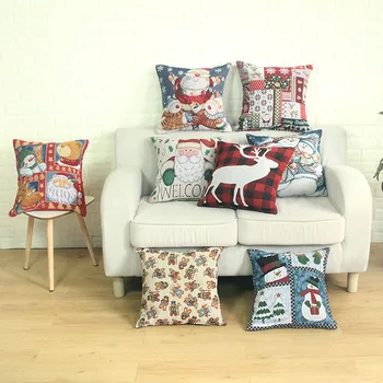

Christmas Pillow Cover High Grade Santa Claus Elk Snowman Pattern Cushion Case Cover Xmas Home Decor Sofa Couch Pillows