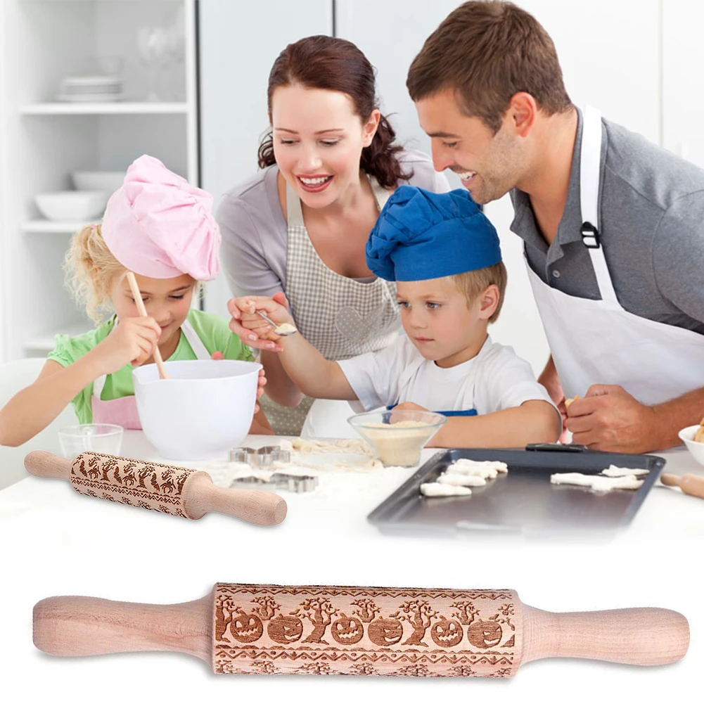 2019 Christmas Embossing Rolling Pin Engraved Rolling Pin Embossed Rolling Pin#