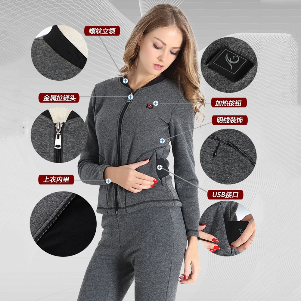 Новая женская куртка с USB подогревом, мотоциклетная куртка с подогревом, зимняя куртка из углеродного волокна, электрический комплект термобелья, одежда