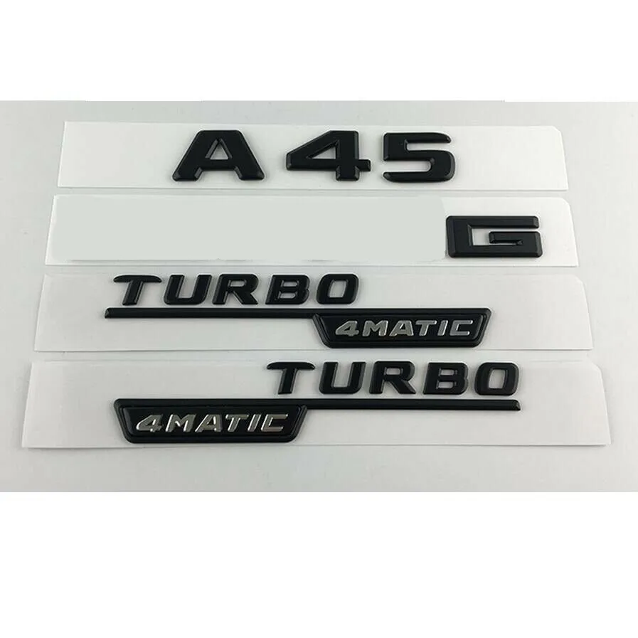 Matte Black Черный A45 для A M G TURBO 4matic Багажник крыло буквы значки-эмблемы - Цвет: Matte Black