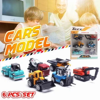 

6pcs/set 1:64 Diecast Mini Alloy Construction Vehicle Engineering Car Dump-car Dump Truck Model Classic Toy Mini Gift for Boy