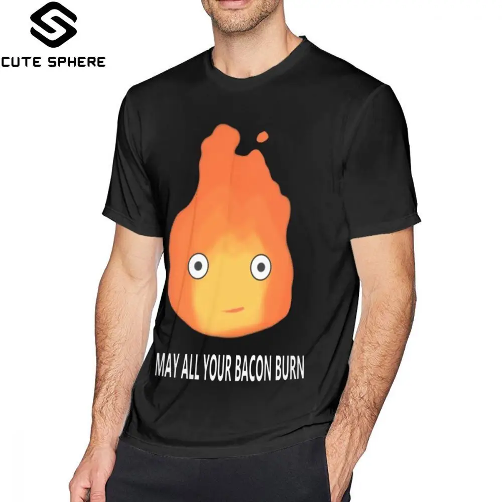 Футболка с надписью Calcifer футболка May All Your Bacon Burn 100 хлопок потрясающая Мужская