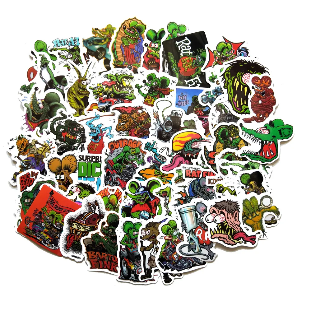 

10/30/ 50Pcs Rat Fink Stickers For Suitcase Skateboard Laptop Luggage Fridge Phone Car Styling DIY Decal Sticker