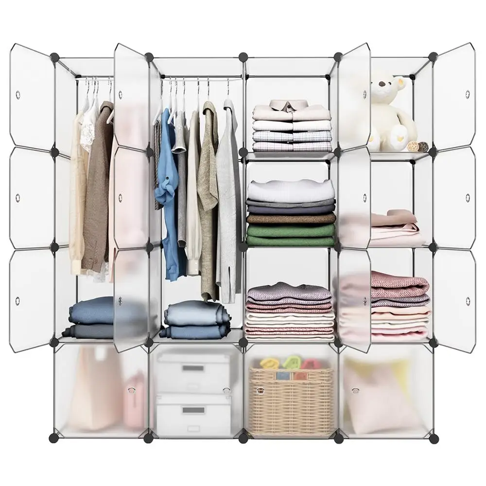 LANGRIA 16 Cube DIY Modular Organizer MutifunctionalWith PVC Panel Plastic Cube Closet Wardrobes Transparent Home Furniture LANGRIA 16 Cube DIY Modular Organizer MutifunctionalWith PVC Panel Plastic Cube Closet Wardrobes Transparent Home Furniture