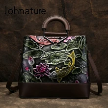 Женские винтажные сумки из натуральной кожи с тиснением, ручная работа, новинка, большая вместительность, Воловья кожа, сумки через плечо и через плечо