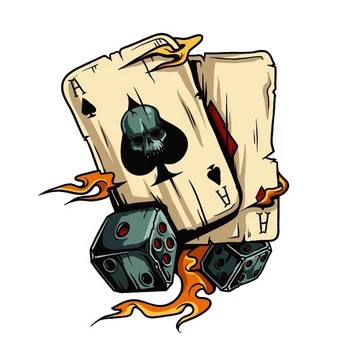 

Funny Cartoon Skull Aces Dice Gambling Car Stickers Waterproof Bumper Boot Decals PVC 16cm X 14cm
