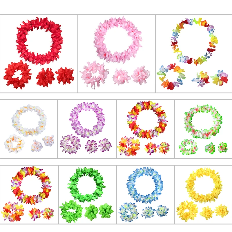 

4pcs Hawaiian Artificial Flowers leis Garland Necklace Flowers DIY Fancy Dress Accessories Hawaii Beach Party Decoration