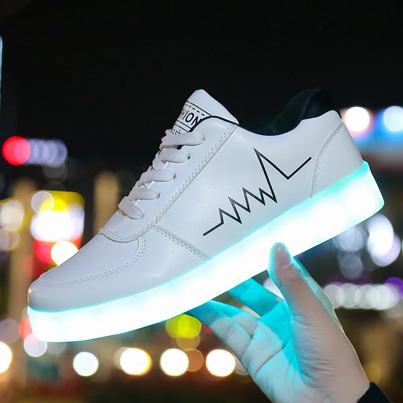 30-42 Fashion Children LED Luminous Shoes USB Charging Leakproof Women Sneakers Non-Slip Glowing Shoes for Kids Birthday Gifts