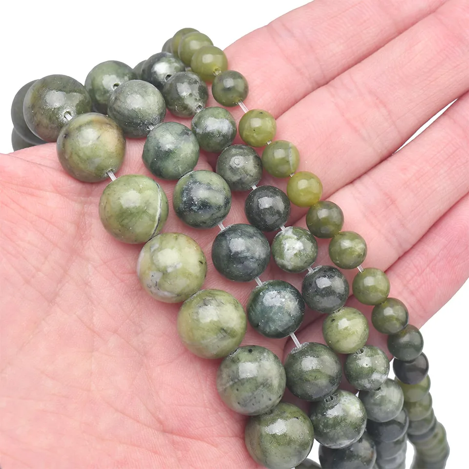 Perline Di Pietra Naturale Grezza Giada 6-8mm - Filo Da 38cm Per Gioielli Fai Da Te, Bracciali Energetici - 3