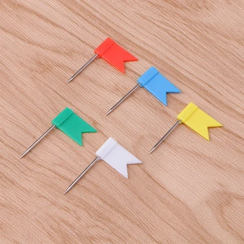 

30PCS Flag Marker Shape Map Pins Cork Notice Board Push Pin Assorted Office Home