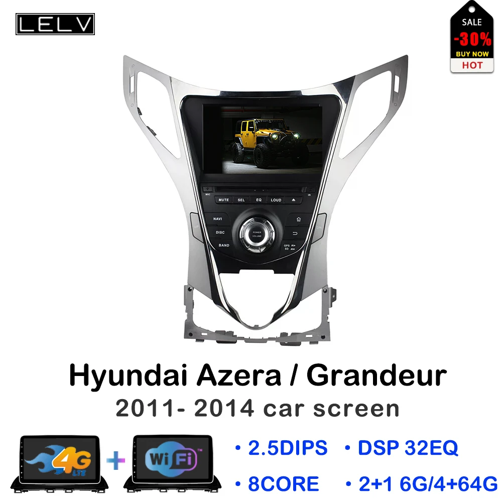 Lelv Автомобильный dvd Android система экран плеер для HYUNDAI AZERA/Grandeur 2011-2014 радио gps