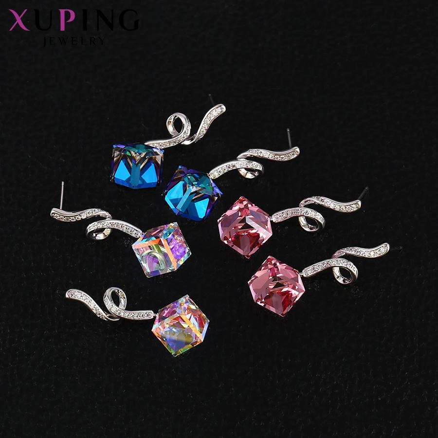 11,11 Xuping серьги квадратной формы кристаллы от Swarovski Многоцветный элегантный подарок для женщин милые ювелирные изделия S141.7-93216