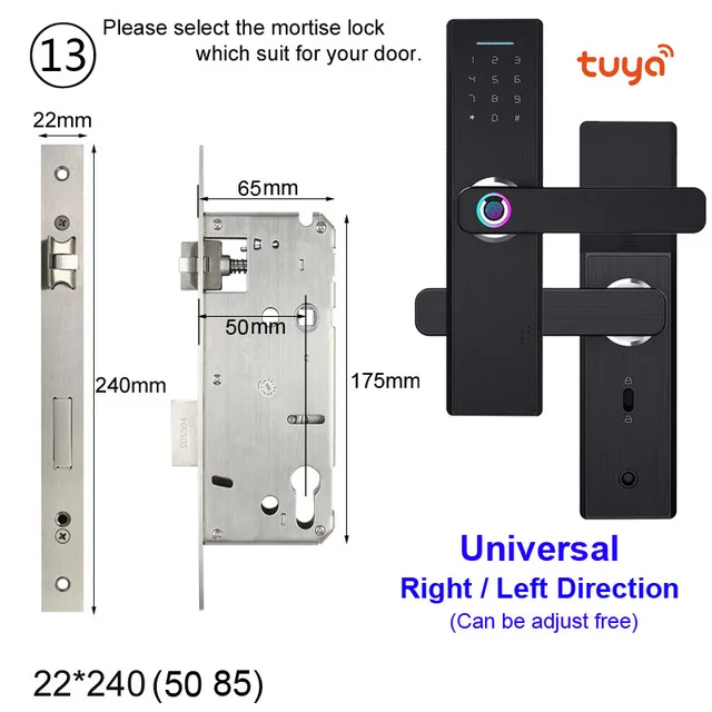 RAYKUBE Wifi Electronic Door Lock With Tuya APP Remotely / Biometric Fingerprint / Smart Card / Password / Key Unlock FG5 Plus 5085