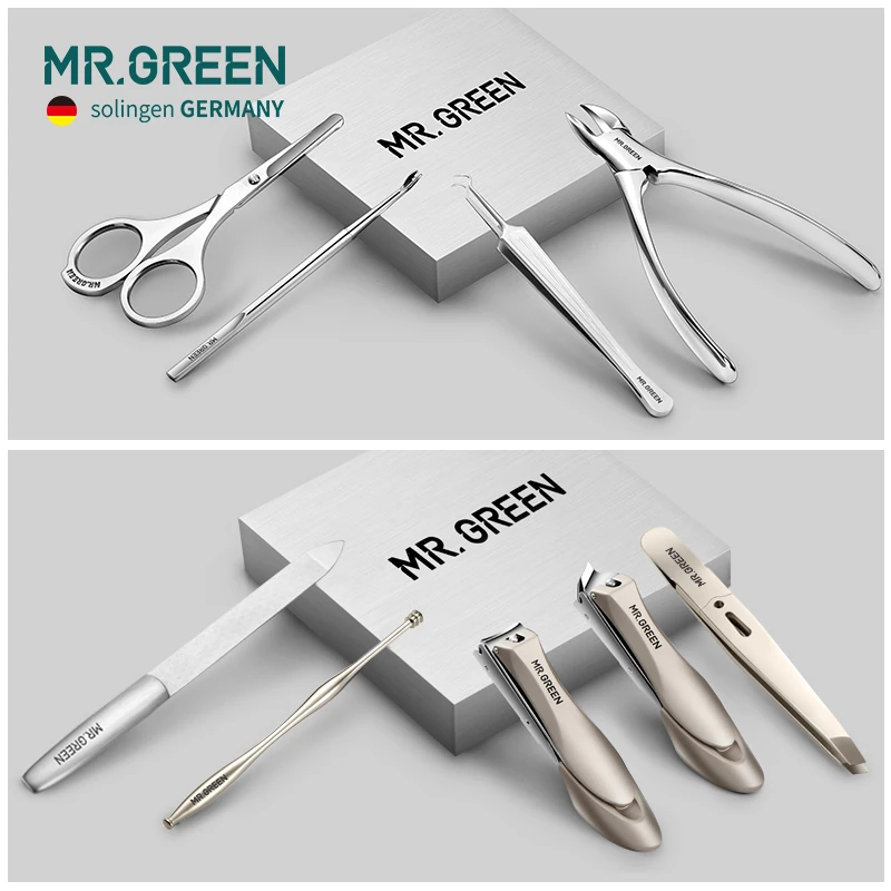 Высококачественный набор для ухода за ногтями MR.GREEN из нержавеющей стали 9 в 1