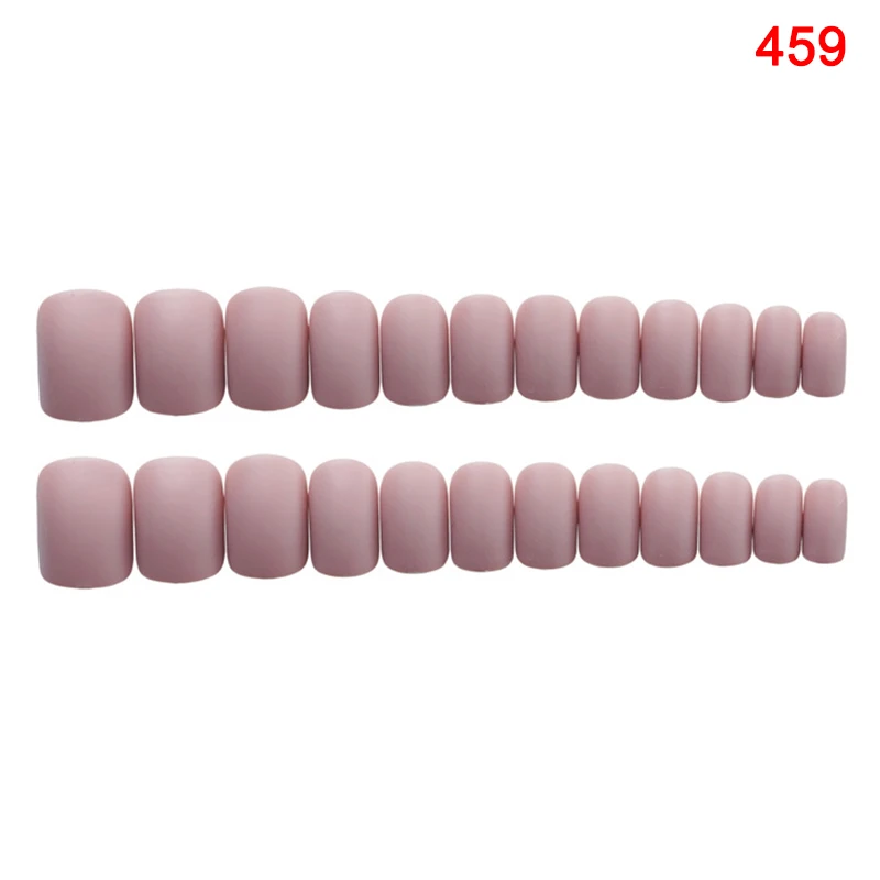 459 24pcs Detachable Wearable Matte False Nails Full Cover Short Style Candy Color Fake Nail ZGOOD - Цвет: 459