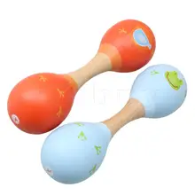 Yibuy 2 шт случайный деревянный Orff песочный молоток с двойной головкой большого типа