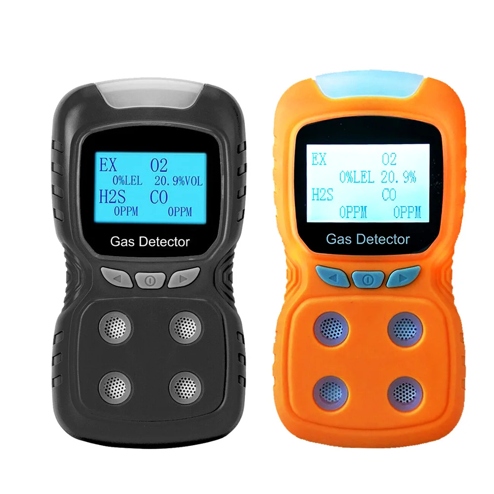 LCD 4 in 1 Toxic Gas Alarm Detector CO O2 H2S Oxygen Monitor Gas Analyzer Meter USB Rechargeable Digital Gas Detector