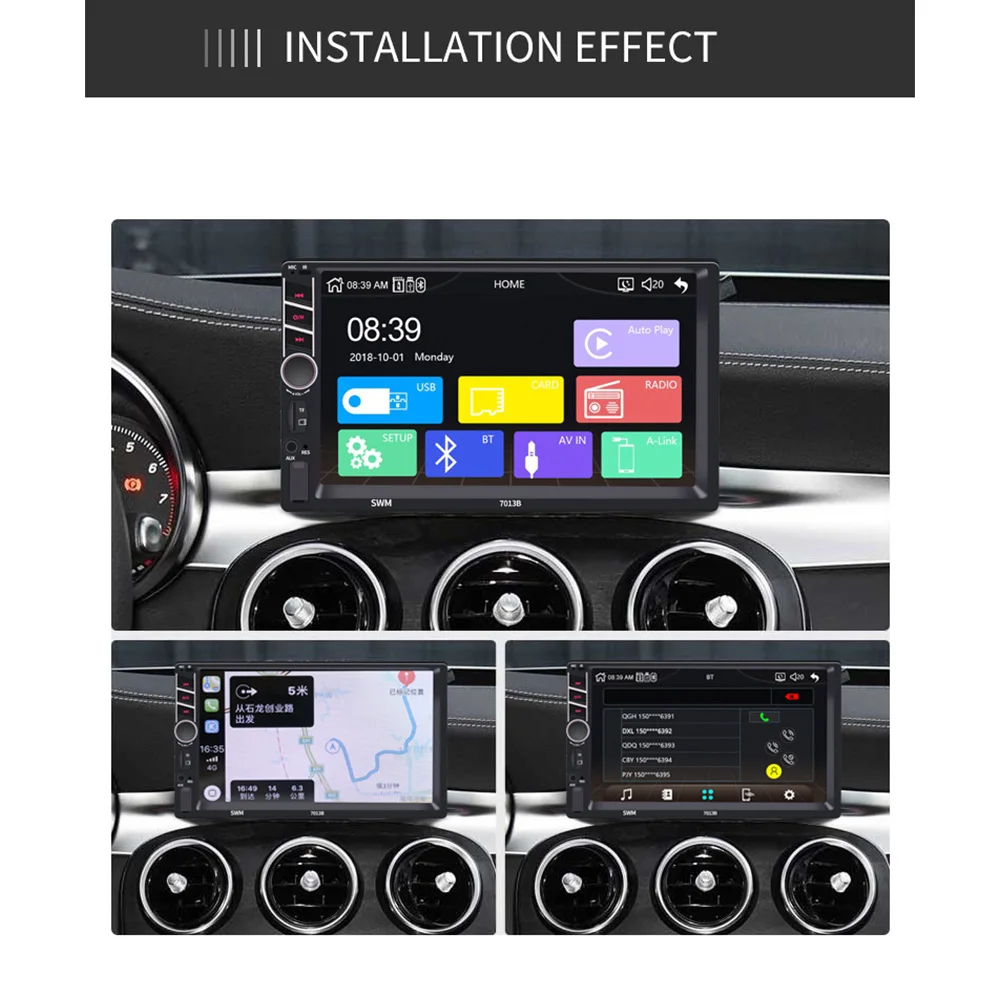 Bluetooth автомобильный аудио стерео радио мультимедийный плеер 7 дюймов HD MP5 сенсорный экран цифровой дисплей USB FM Авто радио Светодиодный ночное видение