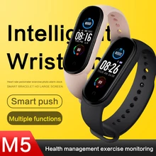 M5 pulseira inteligente freqüência cardíaca pressão arterial saúde à prova dwaterproof água relógio inteligente banda 5 bluetooth relógio de fitness rastreador