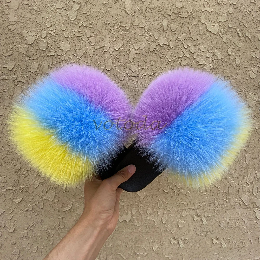 leather girl in boots Summer Kids Fur Slippers Fluffy Raccoon Fur Slides Toddler Furry Fox Fur Flip Flops Children Rainbow Fur Sandal Girls Flat Shoes children's sandals near me