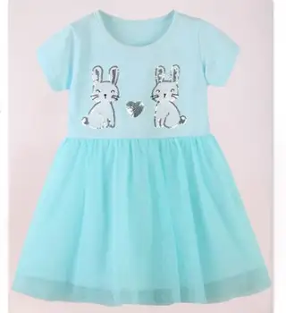 

6pcs/lot Girls Clothes Dresses bunny blue Kids Dress Girls Toddler Girl Dresses 2-7T sylvia 612445844346