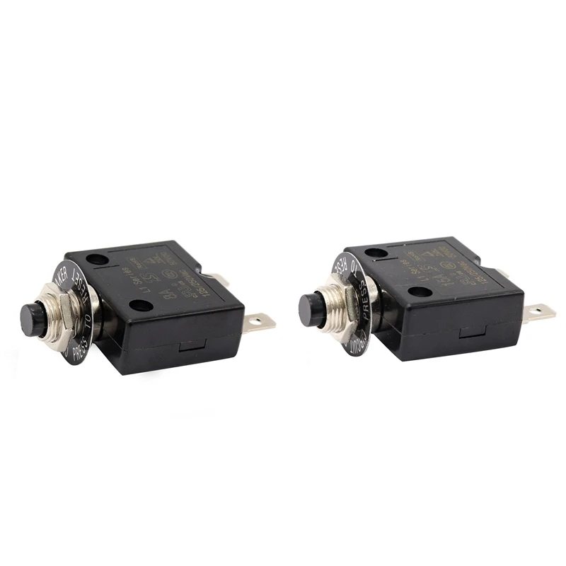 

2Pcs Circuit Breaker 12V/24V Push Button Resettable Thermal Circuit Breaker Panel Mount with Waterproof Cap - 15a & 8A