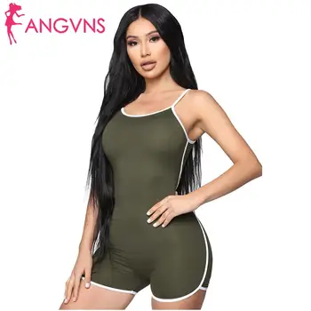 

Women Sleeveless Solid Color Jumpsuit Slim Short Casual Bodycon Casual Rompers Bodysuit Summer