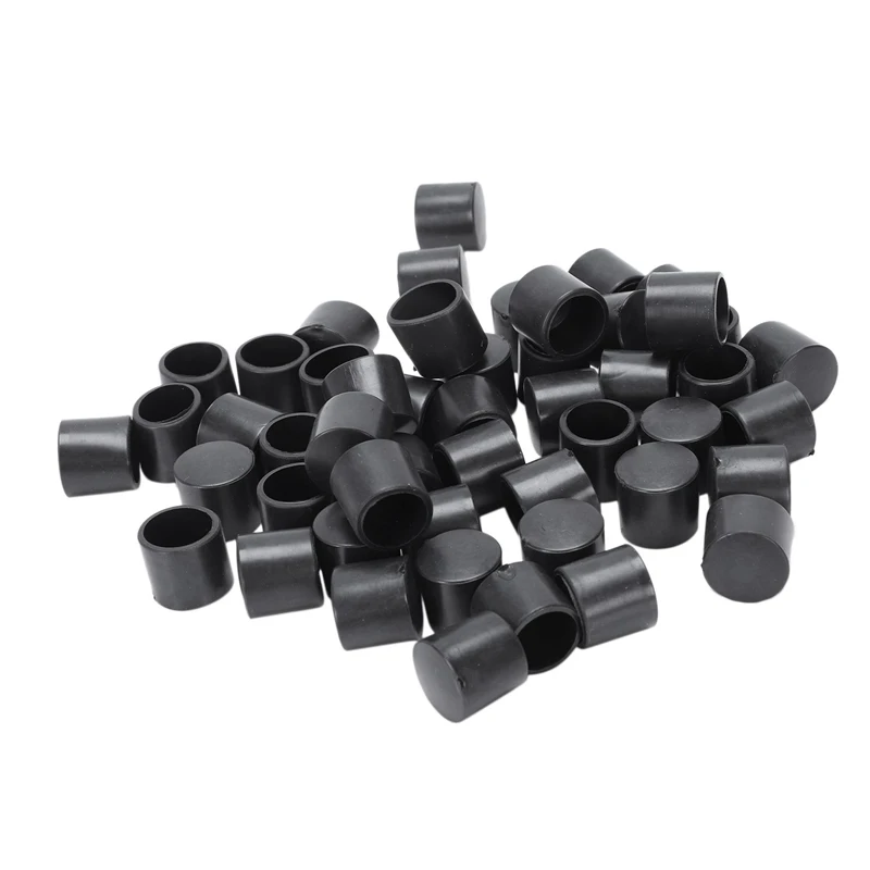 

Fashion-50 Pcs Black Rubber PVC Flexible Round End Cap Round 12mm Foot Cover