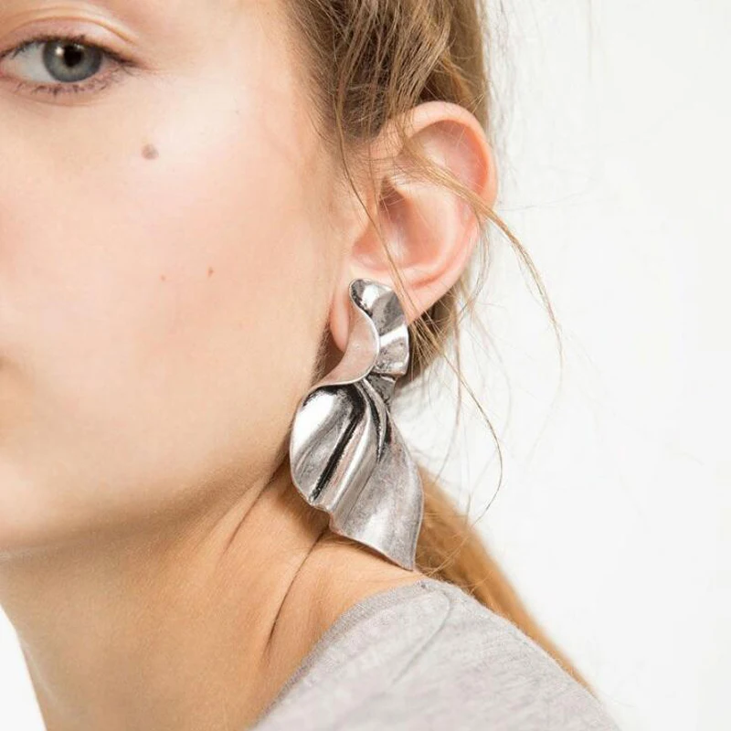 Trendy Gold Silver Bowknot Geometric Drop Dangle Earrings For Women Metal Pendant Party Wedding Jewelry Pendientes | Украшения и