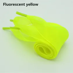 Elegant Wide White Chiffon Shoelaces with Silk Bow - 160cm (Fluorescence yellow)