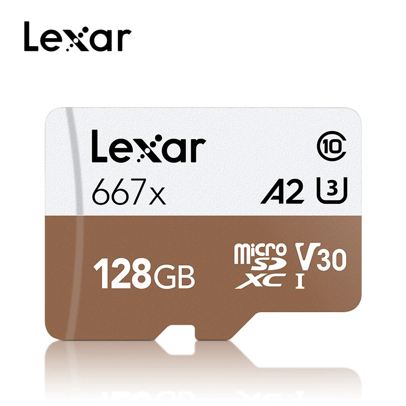 Профессиональная карта памяти Lexar 667x SDXC UHS-I карта Micro SD с адаптером 64 Гб 128 ГБ 256 ГБ A2 U3 V30 C10 tf-карта для 4K видео - Емкость: 128 ГБ