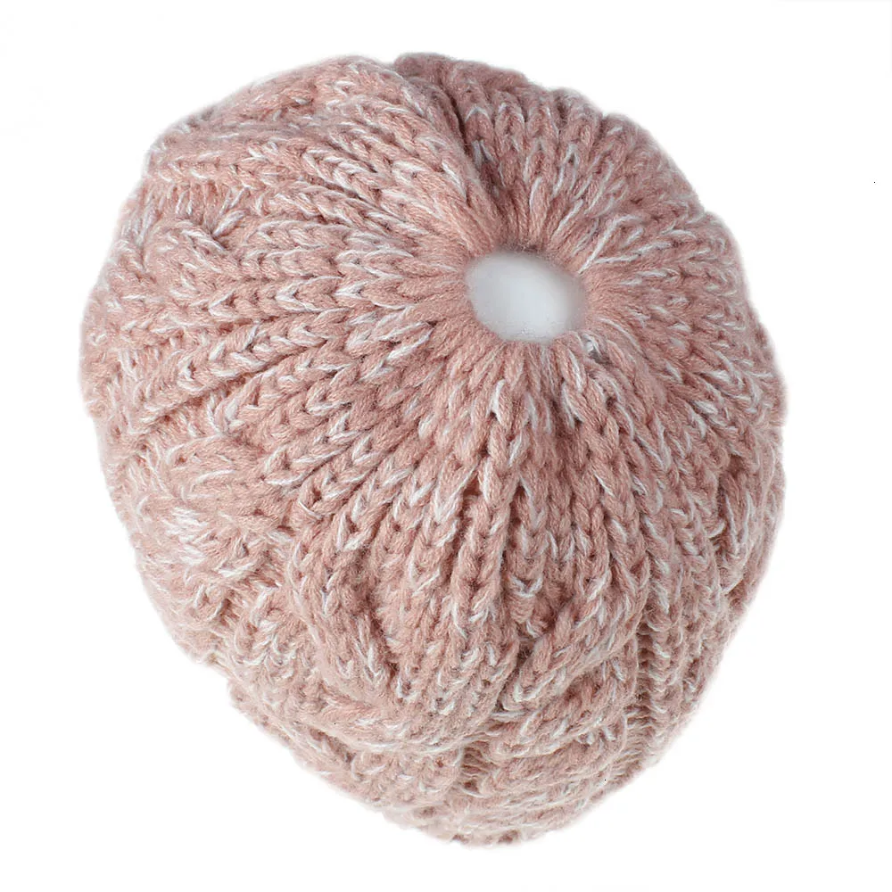 Beanie Tail мягкий эластичный вязаный кабель женский хвостик беспорядок шапка Beanie хвост шапка зимняя однотонная шапка в рубчик