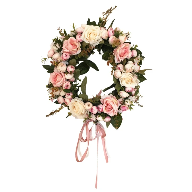 

Round Heart Shape Floral Loop For Wall Door Hanging Decoration Beautiful Wedding Party Home Decor Artificial Rose Flowers Wreath