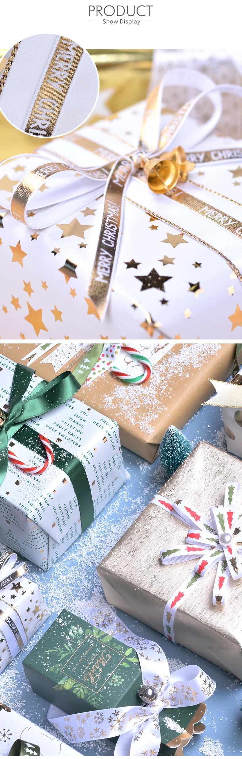 YAMA Christmas Ribbon 10yards/roll 6mm 9mm 16mm 19mm 22mm 38mm Multi-style Optional for Xmas DIY Decoration Crafts