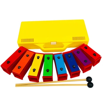 

8 Notes Chromatic Xylophone Glockenspiel Resonator Bells with Yellow Case