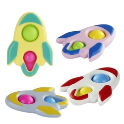 Juguetes de descompresión con forma de cohete para niños, bola suave de plástico con forma de hoyuelos, para aliviar el estrés