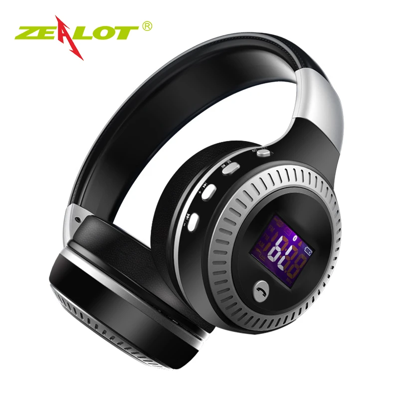 

ZEALOT B19 Headphone LCD Display HiFi Bass Stereo Earphone Bluetooth Wireless Headset With Mic, FM Radio,Micro-SD Card Slot