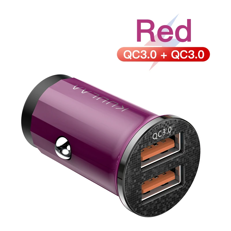 KUULAA Quick Charge 4,0 48 Вт QC PD 3,0 Автомобильное зарядное устройство для samsung S10 9 Быстрая автомобильная зарядка для Xiaomi iPhone usb ЗУ для мобильного телефона - Тип штекера: Dual QC Red