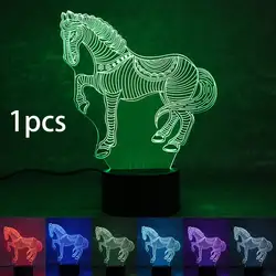 Красочный 3D ночник лошадь Ночной свет Уход за глазами свет прикроватный ночник украшение дома подарок на день рождения распродажа