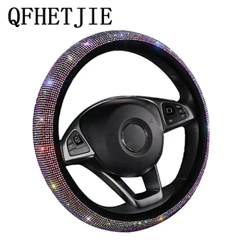 

1 PCS Car Steering Wheel Cover Colorful Crystal Diamond Set Color Steering Wheel Set Suitable for All 37-38CM Car