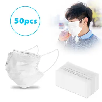

50 Pcs/set 3 Layer Disposable Mask Anti Dust Mouth-muffle Face Masks Men Women Anti Fog Face Non Woven Masks 36 Hous Shipping